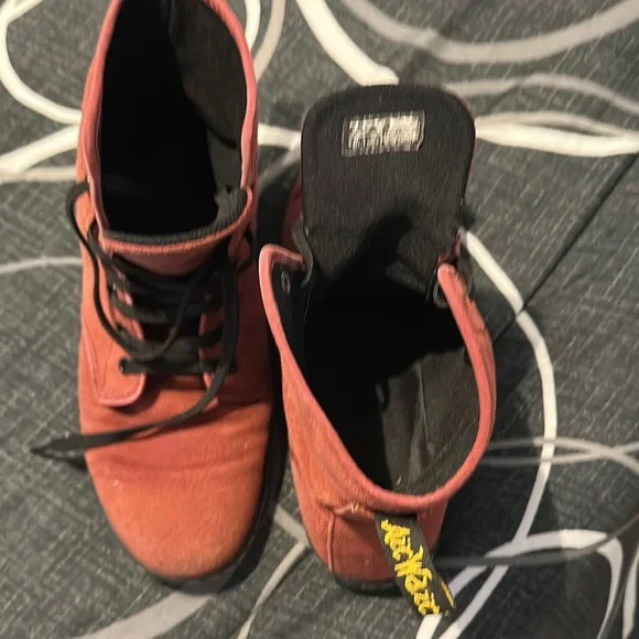 Dr. Martens Women's Rust Red Canvas Combat Boots - Picture 2 of 6
